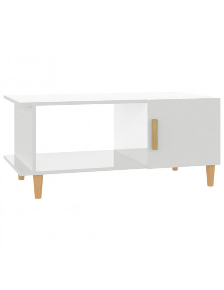 Tavolino da Salotto Bianco Lucido 90x50x40 cm Legno Multistrato