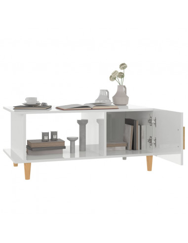 Tavolino da Salotto Bianco Lucido 90x50x40 cm Legno Multistrato