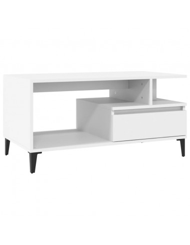 Tavolino da Salotto Bianco 90x49x45 cm in Legno Multistrato