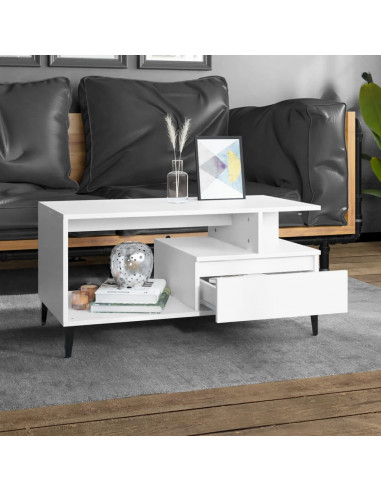 Tavolino da Salotto Bianco 90x49x45 cm in Legno Multistrato