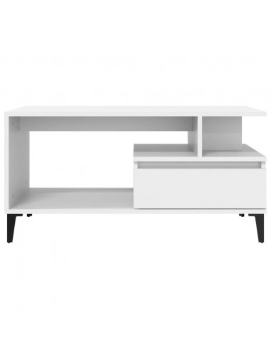 Tavolino da Salotto Bianco 90x49x45 cm in Legno Multistrato