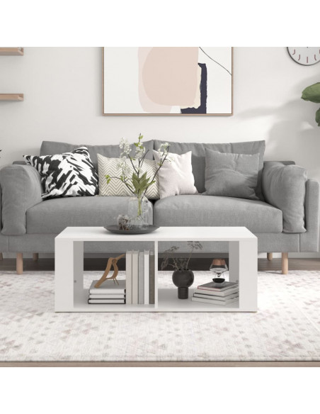 Tavolino da Salotto Bianco 100x50x36 cm in Legno Multistrato