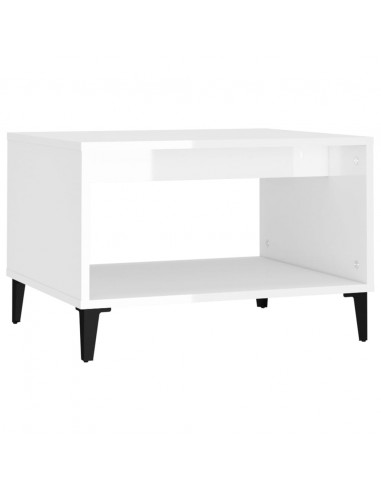 Tavolino da Salotto Bianco Lucido 60x50x40 cm Legno Multistrato