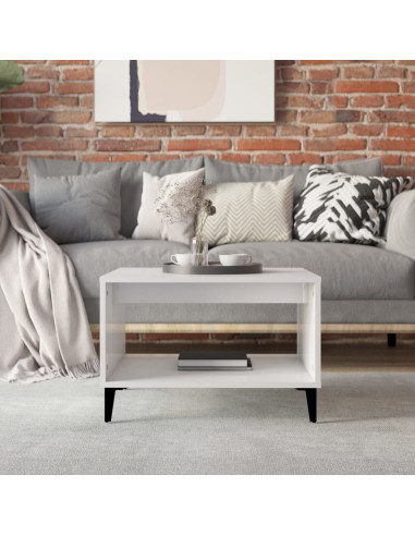 Tavolino da Salotto Bianco Lucido 60x50x40 cm Legno Multistrato