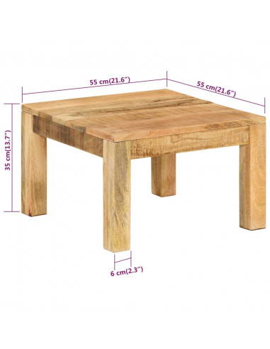 Tavolino da Salotto 55x55x35 cm in Legno Massello di Mango