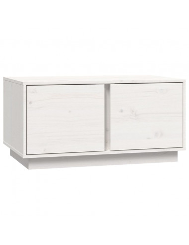 Tavolino da Salotto Bianco 80x50x40 cm Legno Massello di Pino