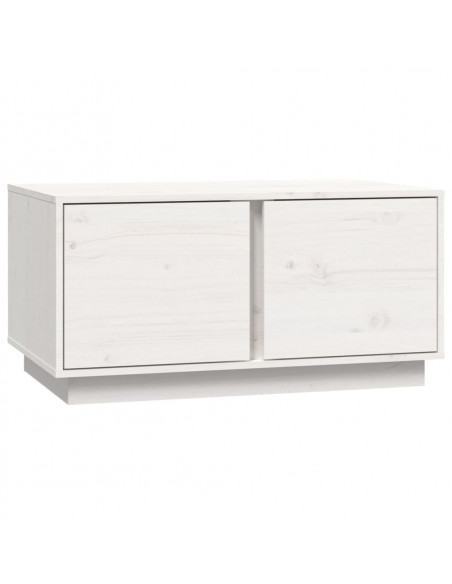 Tavolino da Salotto Bianco 80x50x40 cm Legno Massello di Pino