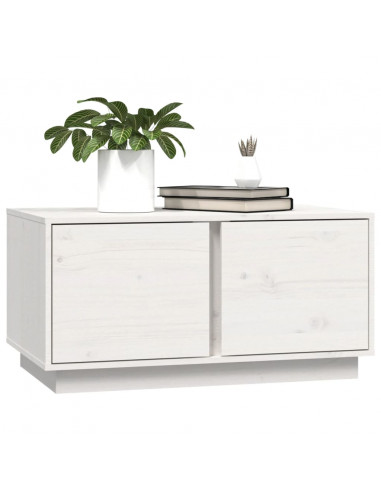 Tavolino da Salotto Bianco 80x50x40 cm Legno Massello di Pino