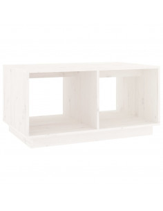 Tavolino da Salotto Bianco 80x50x40 cm Legno Massello di Pino 2