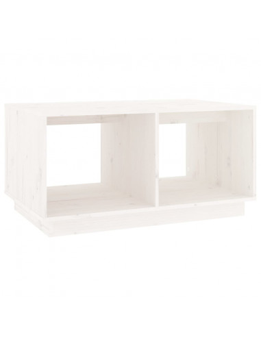 Tavolino da Salotto Bianco 80x50x40 cm Legno Massello di Pino