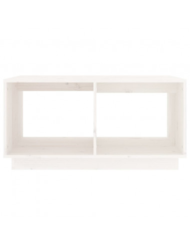 Tavolino da Salotto Bianco 80x50x40 cm Legno Massello di Pino