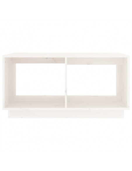 Tavolino da Salotto Bianco 80x50x40 cm Legno Massello di Pino