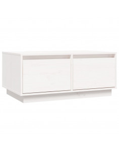 Tavolino da Salotto Bianco 80x50x35 cm Legno Massello di Pino 2