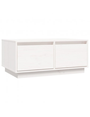Tavolino da Salotto Bianco 80x50x35 cm Legno Massello di Pino