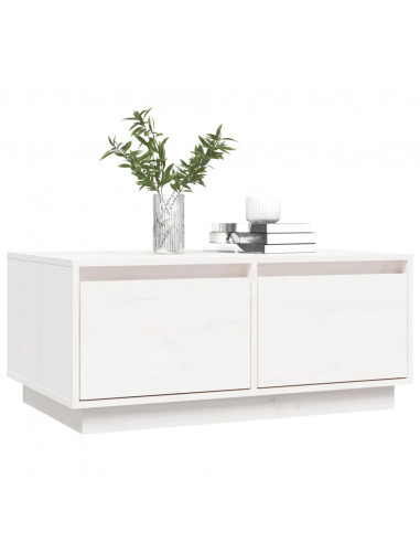Tavolino da Salotto Bianco 80x50x35 cm Legno Massello di Pino