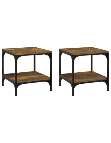 Tavolini 2pz rovere fumo 40x40x40 cm in Legno Multistrato