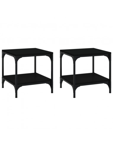 Tavolini 2pz Nero 40x40x40 cm in Legno Multistrato