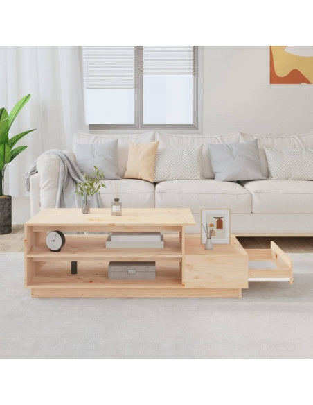 Tavolino da Salotto 120x50x40,5 cm in Legno Massello di Pino