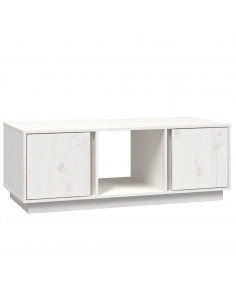 Tavolino da Salotto Bianco 110x50x40 cm Legno Massello di Pino 2