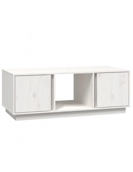 Tavolino da Salotto Bianco 110x50x40 cm Legno Massello di Pino