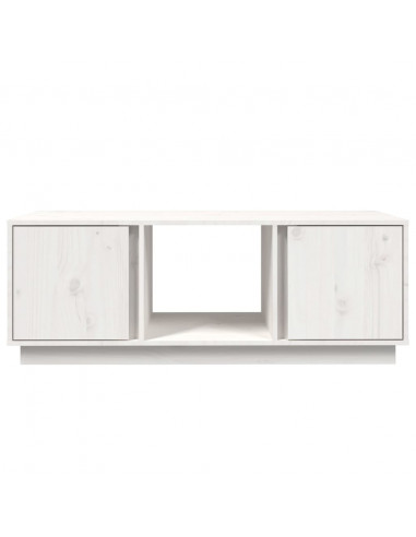 Tavolino da Salotto Bianco 110x50x40 cm Legno Massello di Pino