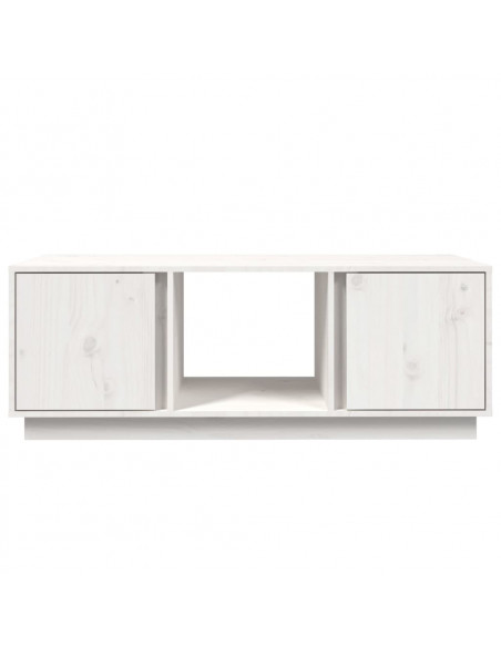 Tavolino da Salotto Bianco 110x50x40 cm Legno Massello di Pino