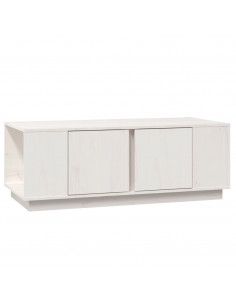 Tavolino da Salotto Bianco 110x50x40 cm Legno Massello di Pino 2