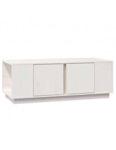 Tavolino da Salotto Bianco 110x50x40 cm Legno Massello di Pino