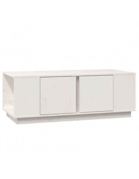 Tavolino da Salotto Bianco 110x50x40 cm Legno Massello di Pino