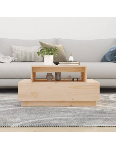 Tavolino da Salotto 80x55x40,5 cm in Legno Massello di Pino