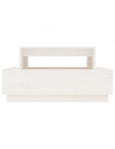 Tavolino da Salotto Bianco 80x55x40,5 cm Legno Massello di Pino