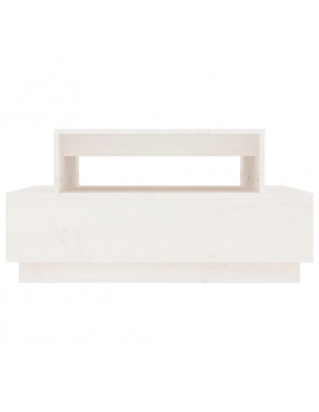 Tavolino da Salotto Bianco 80x55x40,5 cm Legno Massello di Pino