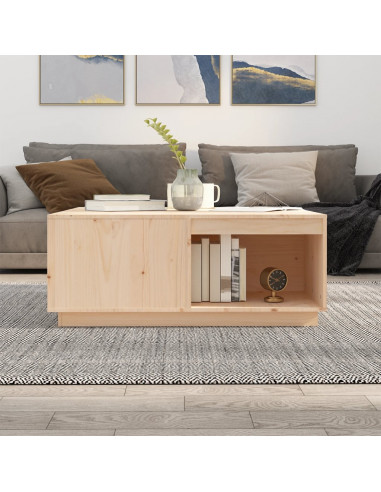 Tavolino da Salotto 100x101x40,5 cm in Legno Massello di Pino