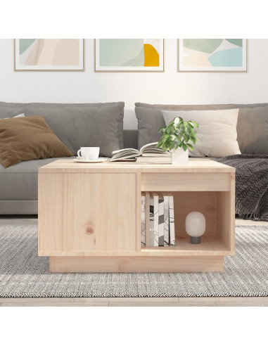 Tavolino da Salotto 60x61x32,5 cm in Legno Massello di Pino