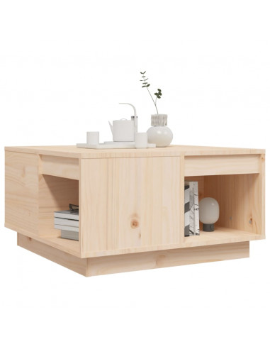 Tavolino da Salotto 60x61x32,5 cm in Legno Massello di Pino