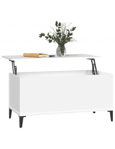 Tavolino da Salotto Bianco 90x44,5x45 cm in Legno Multistrato