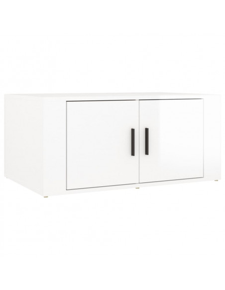 Tavolino da Salotto Bianco Lucido 80x50x36cm Legno Multistrato