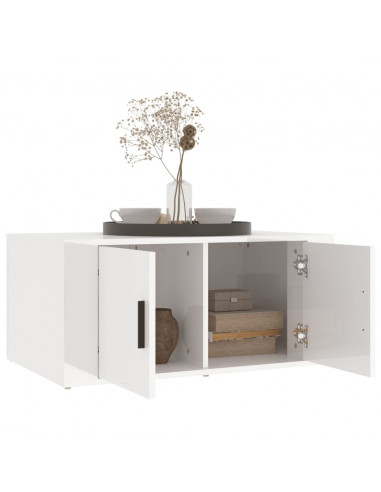 Tavolino da Salotto Bianco Lucido 80x50x36cm Legno Multistrato