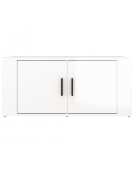 Tavolino da Salotto Bianco Lucido 80x50x36cm Legno Multistrato