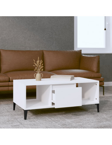 Tavolino da Salotto Bianco 90x50x36,5 cm in Legno Multistrato