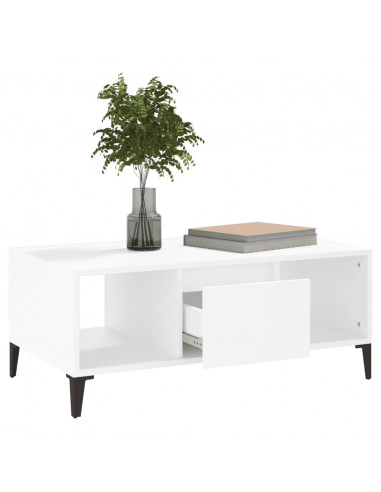 Tavolino da Salotto Bianco 90x50x36,5 cm in Legno Multistrato