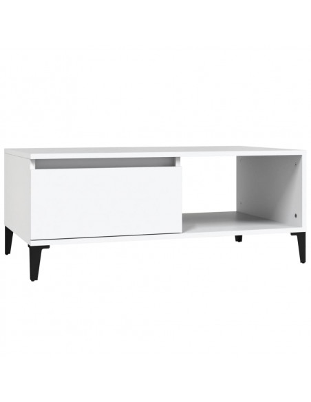 Tavolino da Salotto Bianco 90x50x36,5 cm in Legno Multistrato