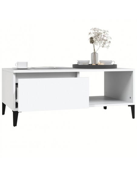 Tavolino da Salotto Bianco 90x50x36,5 cm in Legno Multistrato