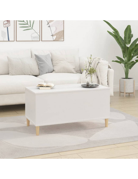 Tavolino da Salotto Bianco 90x44,5x45 cm in Legno Multistrato