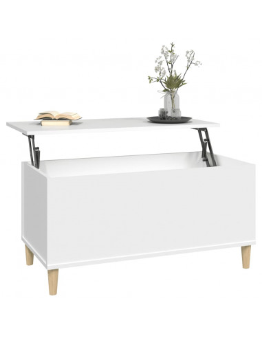 Tavolino da Salotto Bianco 90x44,5x45 cm in Legno Multistrato