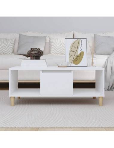 Tavolino da Salotto Bianco 90x50x36,5 cm in Legno Multistrato