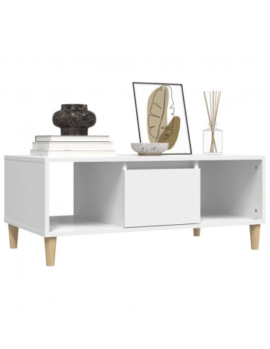 Tavolino da Salotto Bianco 90x50x36,5 cm in Legno Multistrato