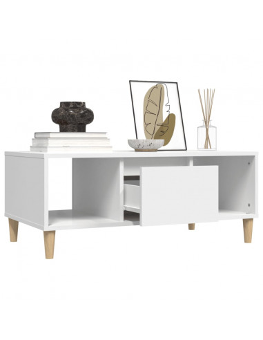 Tavolino da Salotto Bianco 90x50x36,5 cm in Legno Multistrato