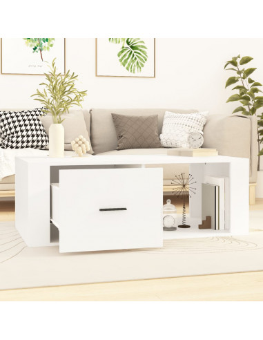 Tavolino da Salotto Bianco 100x50,5x35 cm in Legno Multistrato