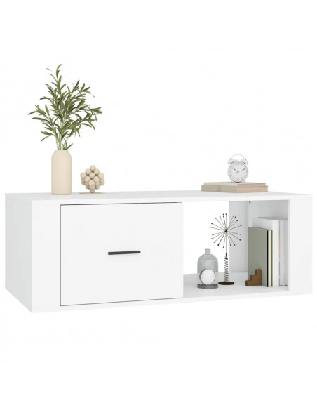 Tavolino da Salotto Bianco 100x50,5x35 cm in Legno Multistrato